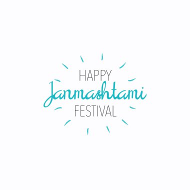 Mutlu Janmashtami festival tipografik tasarım ile metin, Lord Krishna, flüt, sweets. Vektör çizim