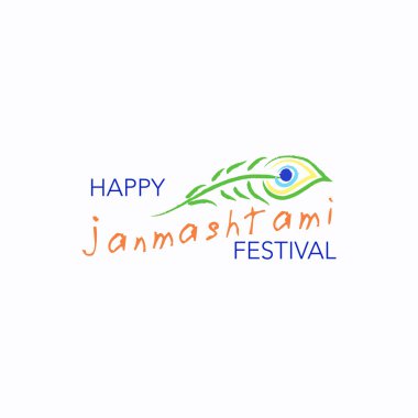 Mutlu Janmashtami festival tipografik tasarım ile metin, Lord Krishna, flüt, sweets. Vektör çizim