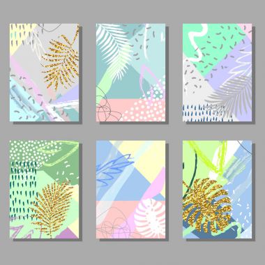 Sanatsal renkli evrensel kart dizisini. Düğün, yıldönümü, doğum günü, tatil, parti. Tasarım poster, kart, davet için. Vektör çizim