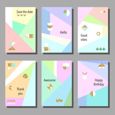 Sanatsal renkli evrensel kart dizisini. Düğün, yıldönümü, doğum günü, tatil, parti. Tasarım poster, kart, davet için. Vektör çizim