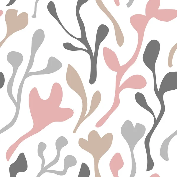 无缝可爱的图案与花卉元素的粉彩色彩 斯堪的纳维亚风格 矢量插图 — 图库矢量图片