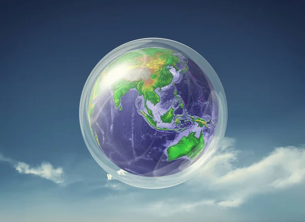 Earth Bubble Protection Virus Pandemic Planet Earth Concept Render Illustration — Stock Photo, Image