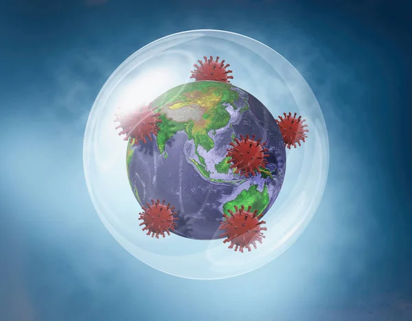 Terra Una Bolla Protezione Contro Virus Pandemia Sul Pianeta Terra — Foto Stock