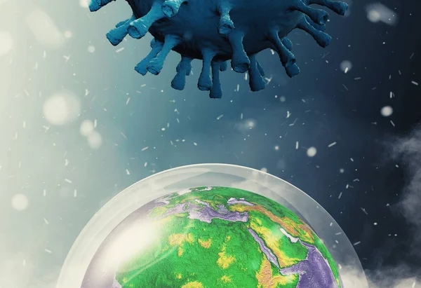 Earth Bubble Protection Virus Pandemic Planet Earth Concept Global Catastrophe — Stock Photo, Image