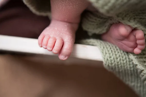 Fötterna på ett nyfött barn — Stockfoto