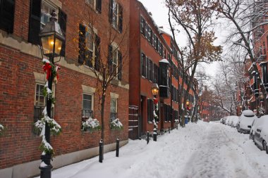 Boston, Massachusetts, ABD 'de kar yağışının stok görüntüsü