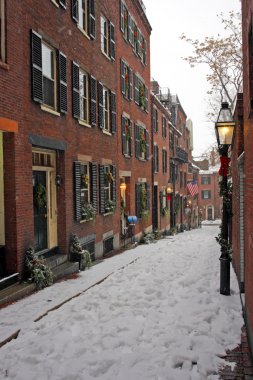 Boston, Massachusetts, ABD 'de kar yağışının stok görüntüsü
