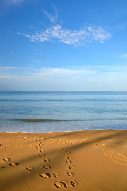 Mai khao beach, Phuket, Tayland, mavi gökyüzü ile güzel bir plaj