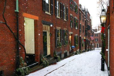Boston, Massachusetts, ABD 'de kar yağışının stok görüntüsü