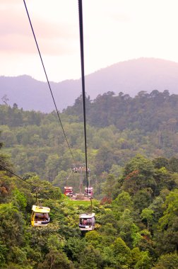 Teleferik yukarı ve aşağı dağ yolcu kavuşturan