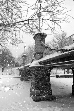 Boston, Massachusetts, ABD 'de kar yağışının stok görüntüsü