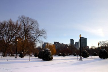 Boston, Massachusetts, ABD 'de kar yağışının stok görüntüsü