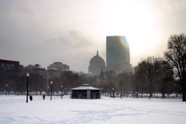 Boston, Massachusetts, ABD 'de kar yağışının stok görüntüsü