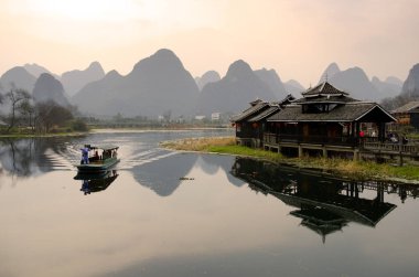 Yangshuo Guilin, Çin 'de manzara