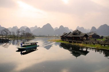 Yangshuo Guilin, Çin 'de manzara