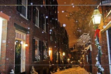 Boston, Massachusetts, ABD 'de kar yağışının stok görüntüsü