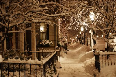 Boston, Massachusetts, ABD 'de kar yağışının stok görüntüsü