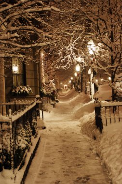 Boston, Massachusetts, ABD 'de kar yağışının stok görüntüsü