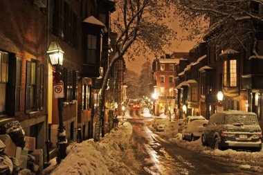 Boston, Massachusetts, ABD 'de kar yağışının stok görüntüsü