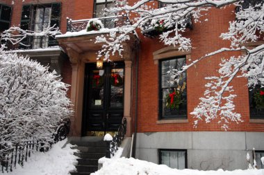 Boston, Massachusetts, ABD 'de kar yağışının stok görüntüsü