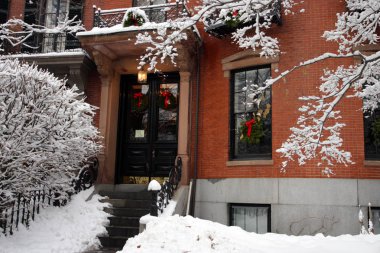 Boston, Massachusetts, ABD 'de kar yağışının stok görüntüsü