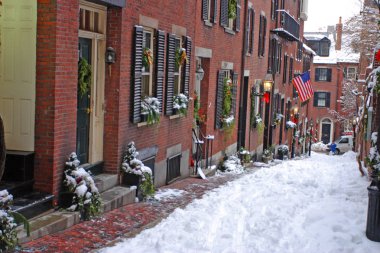 Boston, Massachusetts, ABD 'de kar yağışının stok görüntüsü