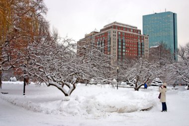 Boston, Massachusetts, ABD 'de kar yağışının stok görüntüsü