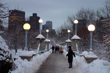 Boston, Massachusetts, ABD 'de kar yağışının stok görüntüsü
