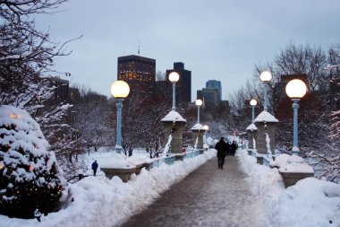 Boston, Massachusetts, ABD 'de kar yağışının stok görüntüsü