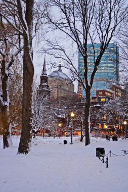 Boston, Massachusetts, ABD 'de kar yağışının stok görüntüsü
