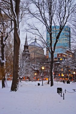 Boston, Massachusetts, ABD 'de kar yağışının stok görüntüsü
