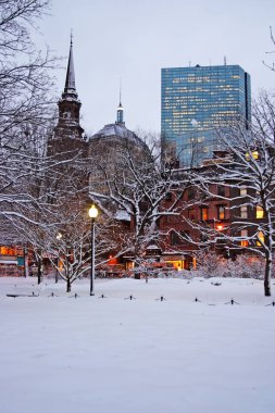 Boston, Massachusetts, ABD 'de kar yağışının stok görüntüsü