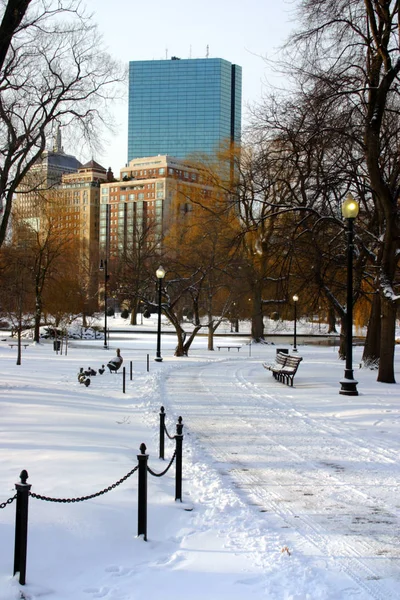Boston, Massachusetts, ABD 'de kar yağışının stok görüntüsü