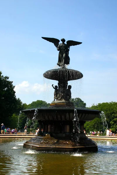 USA New York Bethesda Fountain Central Park Old Stereoview Photo