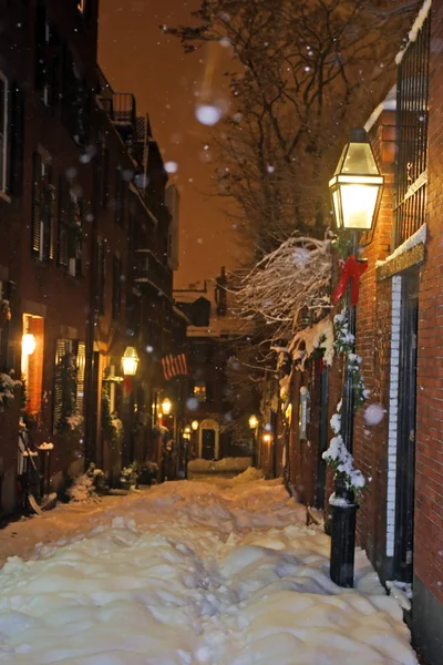 Boston, massachusetts, usa 의 눈내리는 겨울의 이미지 — 스톡 사진