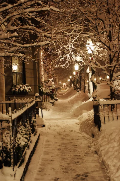 Image en stock d'un hiver neigeux à Boston, Massachusetts, Etats-Unis — Photo