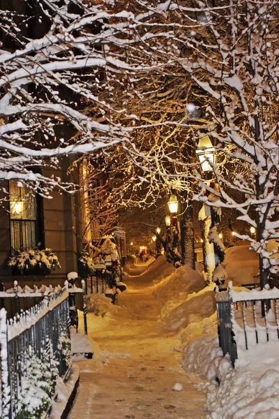 Stock afbeelding van een sneeuw winter in Boston, Massachusetts, Verenigde Staten — Stockfoto