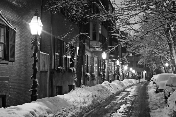 Stock imagen de un invierno nevando en Boston, Massachusetts, EE.UU. — Foto de Stock