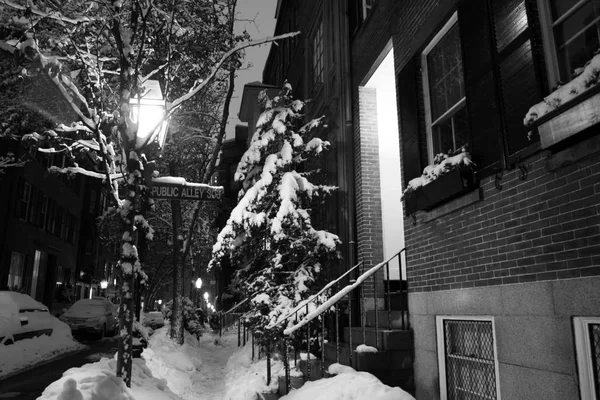 Stock imagen de un invierno nevando en Boston, Massachusetts, EE.UU. — Foto de Stock