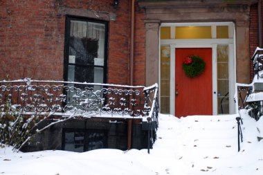 Boston, Massachusetts, ABD 'de kar yağışının stok görüntüsü