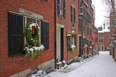 Boston, Massachusetts, ABD 'de kar yağışının stok görüntüsü