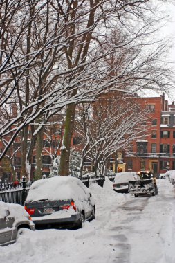 Boston, Massachusetts, ABD 'de kar yağışının stok görüntüsü