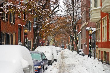 Boston, Massachusetts, ABD 'de kar yağışının stok görüntüsü
