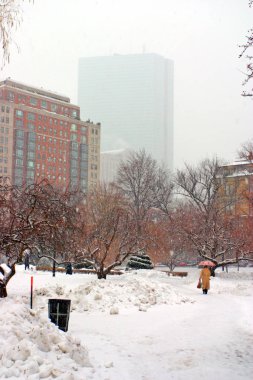 Boston, Massachusetts, ABD 'de kar yağışının stok görüntüsü