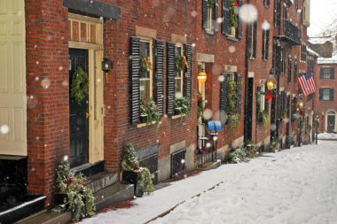 Boston, Massachusetts, ABD 'de kar yağışının stok görüntüsü