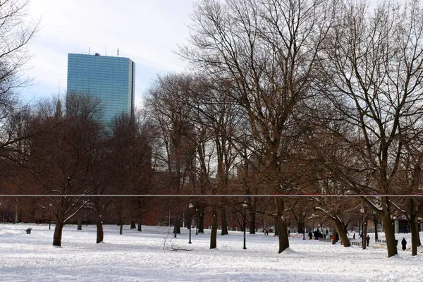 Stock bild av en snöande vinter vid Boston, massachusetts, usa — Stockfoto