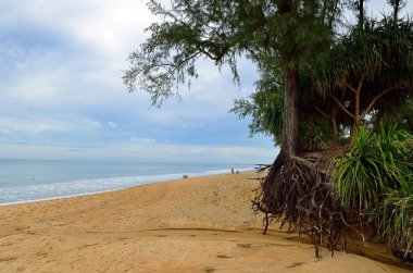 Mai khao beach, Phuket, Tayland, mavi gökyüzü ile güzel bir plaj
