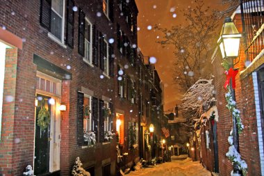 Boston, Massachusetts, ABD 'de kar yağışının stok görüntüsü