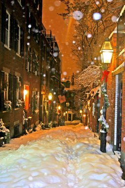Boston, Massachusetts, ABD 'de kar yağışının stok görüntüsü