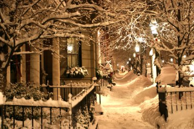 Boston, Massachusetts, ABD 'de kar yağışının stok görüntüsü